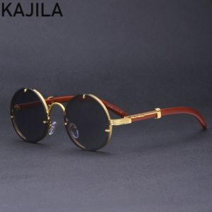 Vintage Round Punk Sunglasses Men 2021 New Fashion Steampunk Sun Glasses For Women With A Box Rimless Sunglass Zonnebril Heren