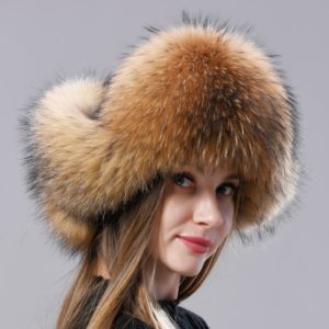 Natural Fox Fur Russian Aviation Hat with Ears Ushanka Women Winter Warm Fluffy Stylish Female Tail Cap Fashion Real Fur Hats